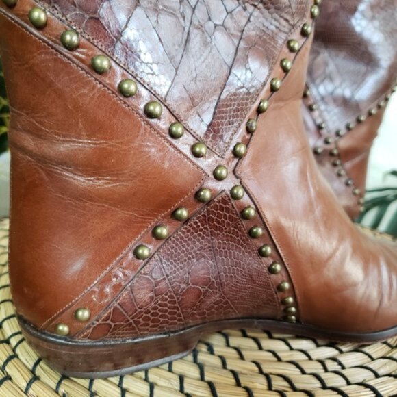 Stuart Weitzman Western Bohemian Studded Leather Boots size 7 - Picture 13 of 14